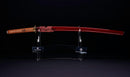 Antique Japanese Katana Sword with Red Saya and Gold Fukurin Momiji Tsuba — Tamahagane