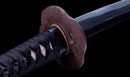 Antikes Japanisches Katana mit schwarzem Urushi-Koshirae und Feder-Tsuba, signiert Chikushi Tadamasa – NBTHK Hozon