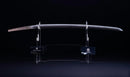 Antikes Japanisches Katana mit schwarzem Urushi-Koshirae und Feder-Tsuba, signiert Chikushi Tadamasa – NBTHK Hozon