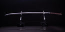 Antique Japanese Katana Sword with Iron Tsuba and Black Lacquet Mountings — Tamahagane