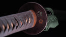 Antique Japanese Katana Sword signed Seki-ju Kaneyoshi with Beautiful Green Saya. — Tamahagane
