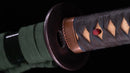 Antique Japanese Katana Sword signed Seki-ju Kaneyoshi with Beautiful Green Saya. — Tamahagane
